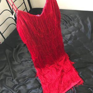 VINTAGE Newleaf fringe red dress size 8